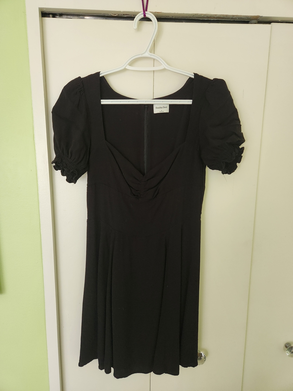 Sunday Best Black Puff Sleeve Scoop Neck Dress